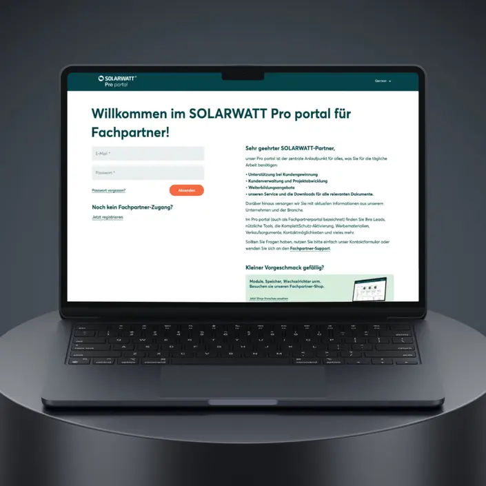 Mockup des SOLARWATT Pro portals