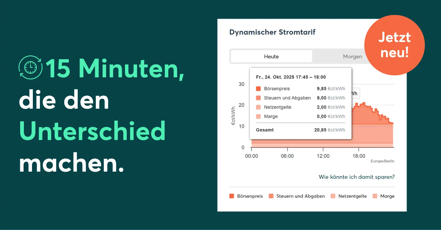 Mockup der Strompreisanzeige im Manager portal
