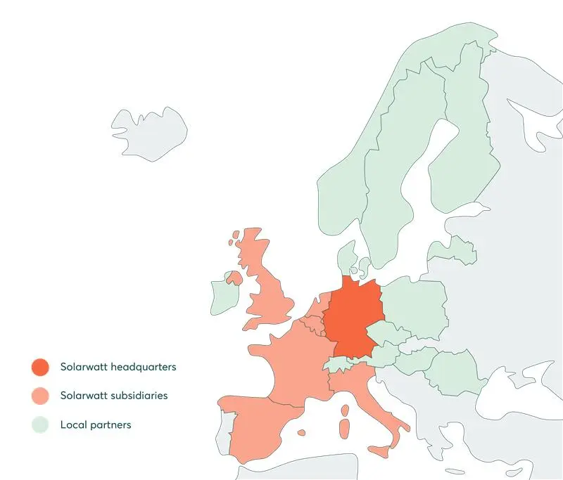 World map with Solarwatt-locations
