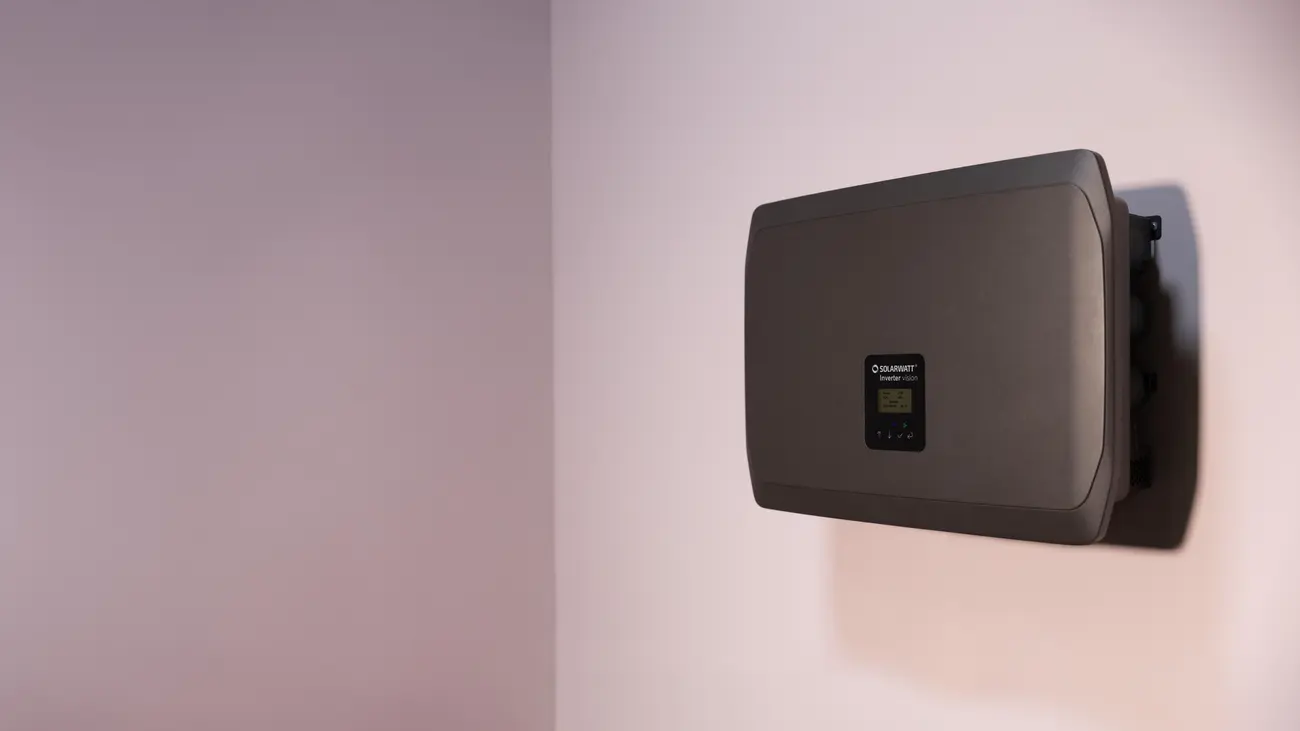 SOLARWATT Inverter vision three mounted to a wall