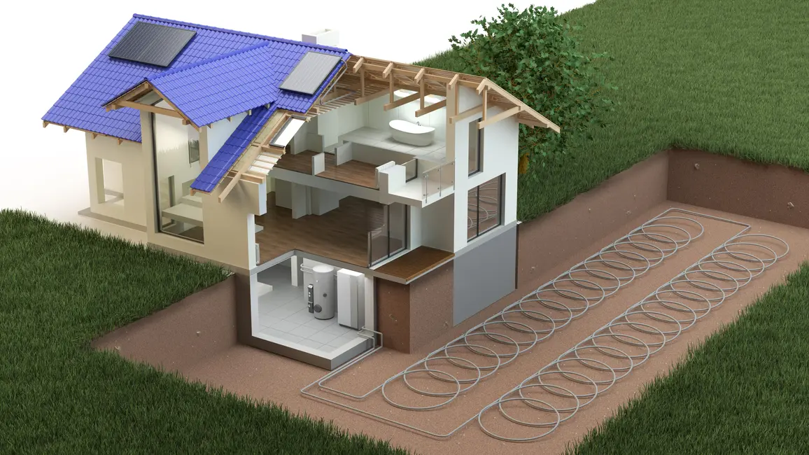 Heizung und Kühlung über solar betriebene Wärmepumpe