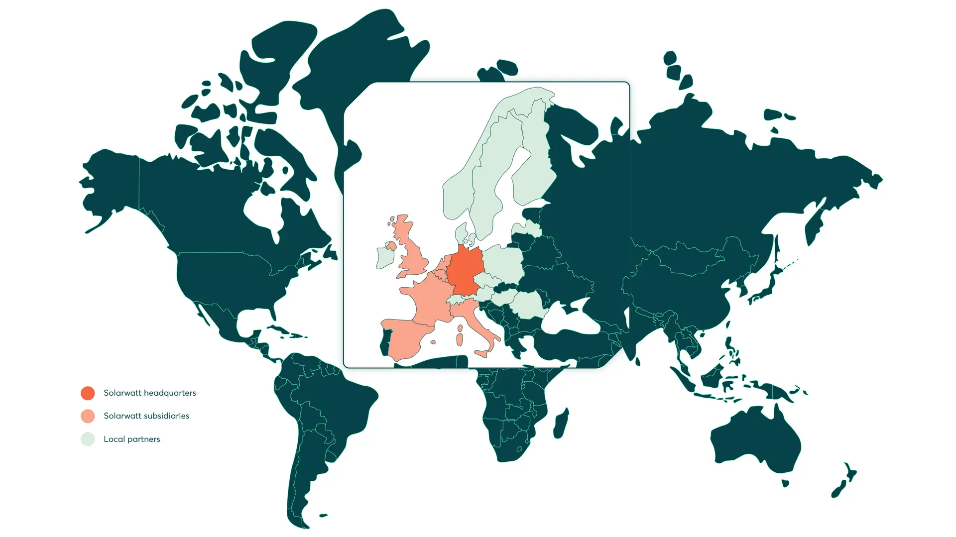 World map with Solarwatt-locations