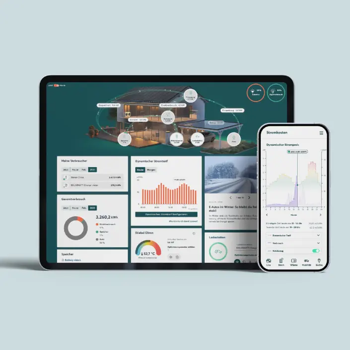 Mockup des SOLARWATT Manager portals und der Home app