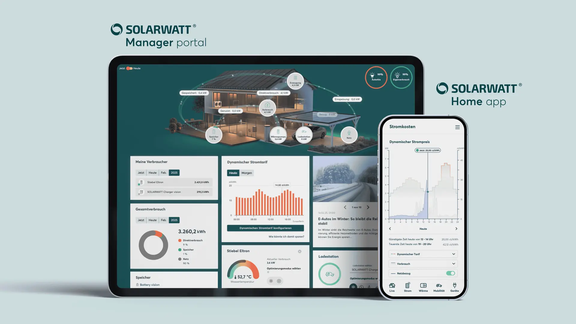 SOLARWATT Manager portal und Home app