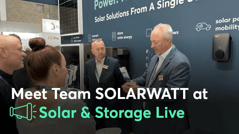 Image of the SOLARWATT Manager portal and Home app demonstrating the new functionality, adjacent to text displaying the news article title saying "May 2025 Update"
